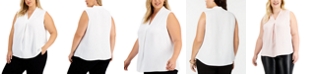 Bar III Trendy Plus Size Inverted-Pleat Top, Created for Macy's 